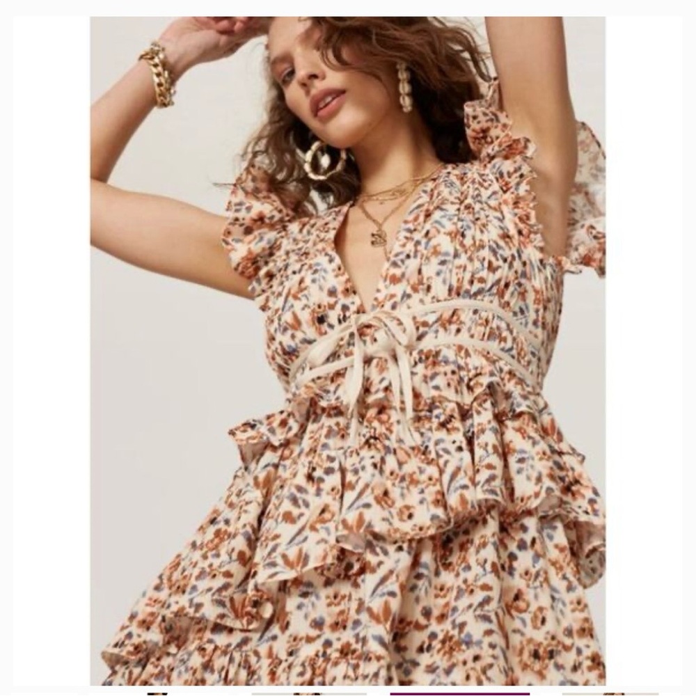 Ulla Johnson Madeline Floral Ruffle Tiered Midi Dress